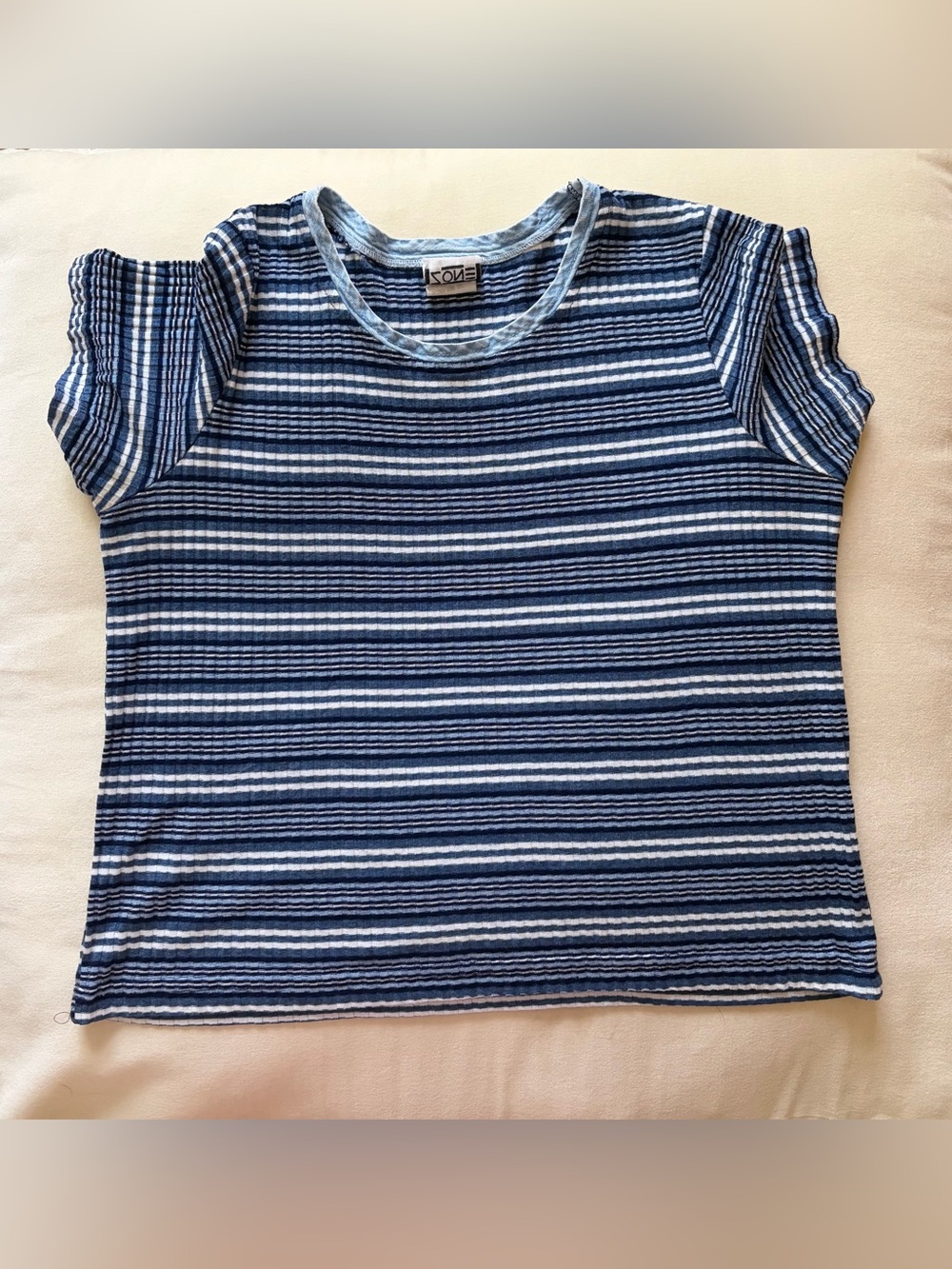 Blue & White Striped Short Sleeve Crewneck Tee